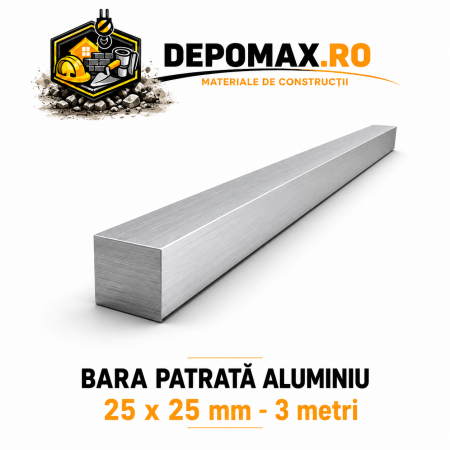 Bara patrata aluminiu 25 x 25 mm, 3 metri, EN AW-6082